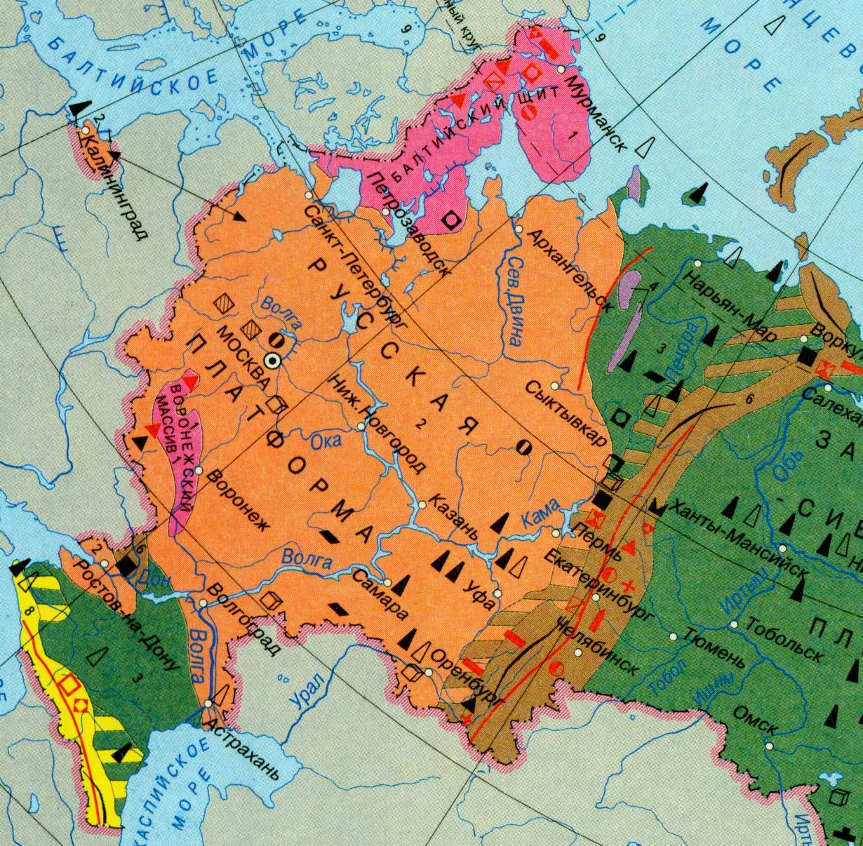 Отметьте русскую. Полезные ископаемые Восточно-европейской равнины карта. Русская Восточно европейская равнина на карте. Рельеф Восточно европейской равнины на карте России. Тектоническая карта Восточно европейской равнины.